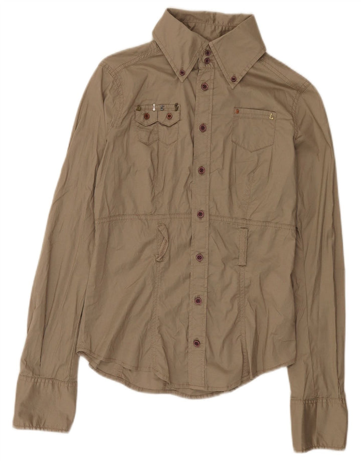 Diesel Womens Shirt UK 10 Small Grey Cotton
