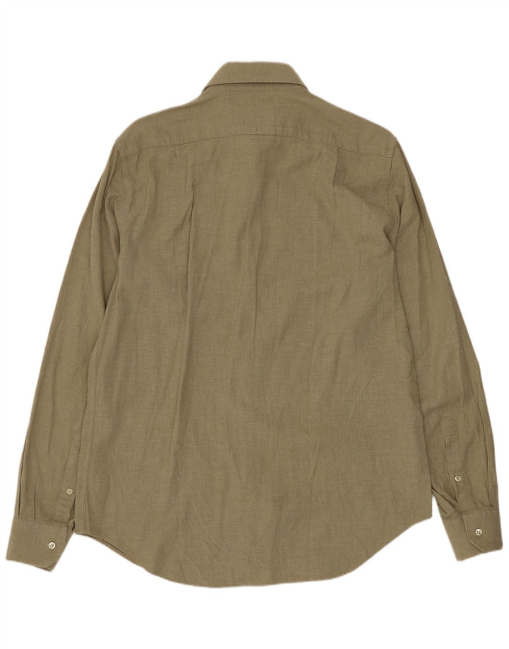 Les Copains Mens Regular Fit Shirt Size 15 1/2 40 Medium Green Cotton