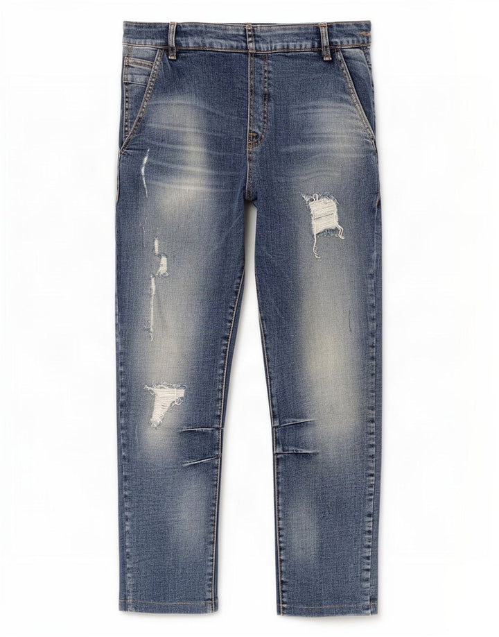 Zara Mens Crop Distressed Slim Jeans W32 L24 Blue
