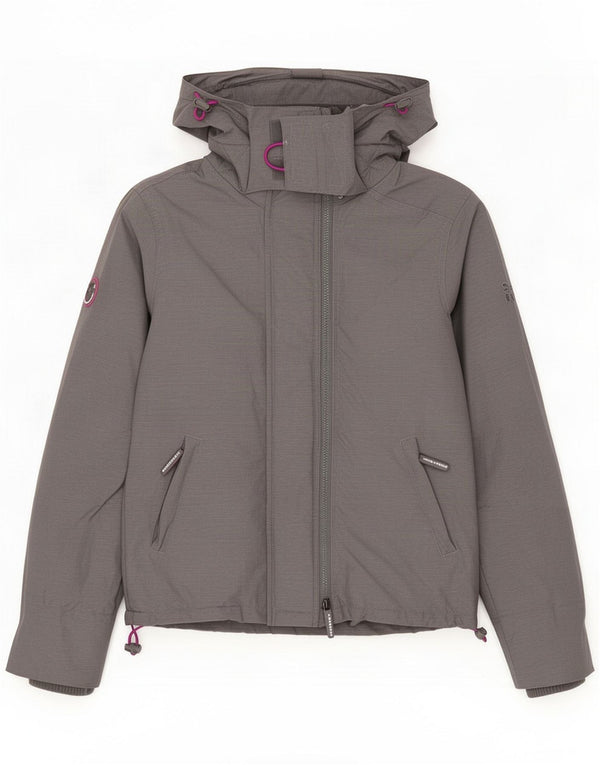 Superdry Womens Windcheater Hooded Windbreaker Jacket UK 10 Small Grey