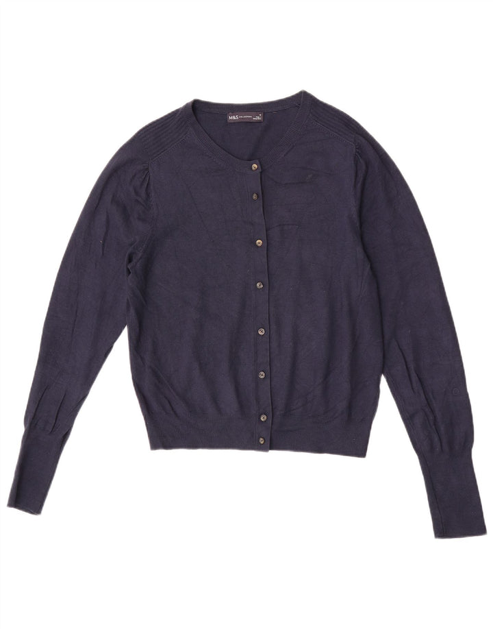 Marks & Spencer Womens Cardigan Sweater UK 12 Medium  Navy Blue Viscose