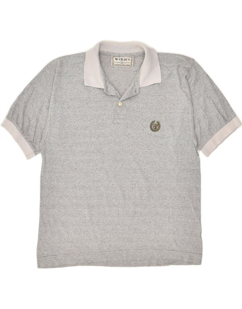 MC CRAE'S Mens Polo Shirt Medium Grey Striped Cotton | Vintage Mc Crae's | Thrift | Second-Hand Mc Crae's | Used Clothing | Messina Hembry 