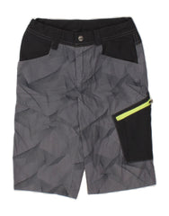 DECATHLON Boys Cargo Shorts 8-9 Years W23  Grey Geometric Cotton