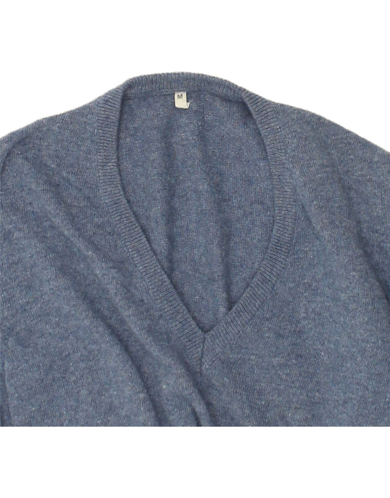 VINTAGE Mens V-Neck Jumper Sweater Medium Blue | Vintage Vintage | Thrift | Second-Hand Vintage | Used Clothing | Messina Hembry 