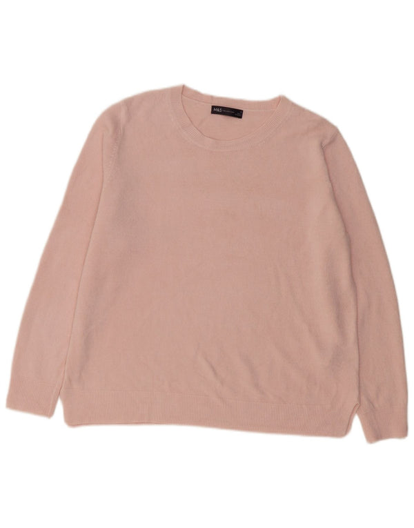 Marks & Spencer Womens Boat Neck Jumper Sweater UK 18 XL Pink Acrylic