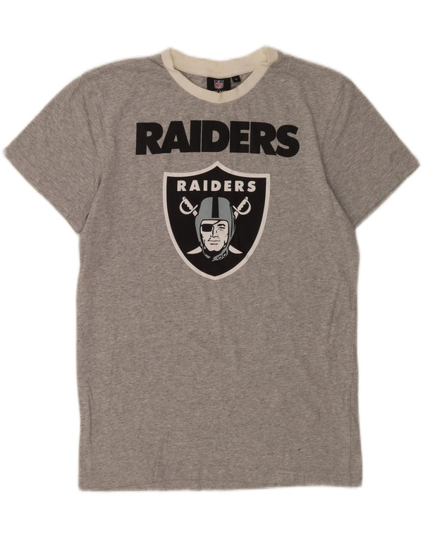 NFL Mens Raiders Graphic T-Shirt Top Small Grey Flecked Cotton