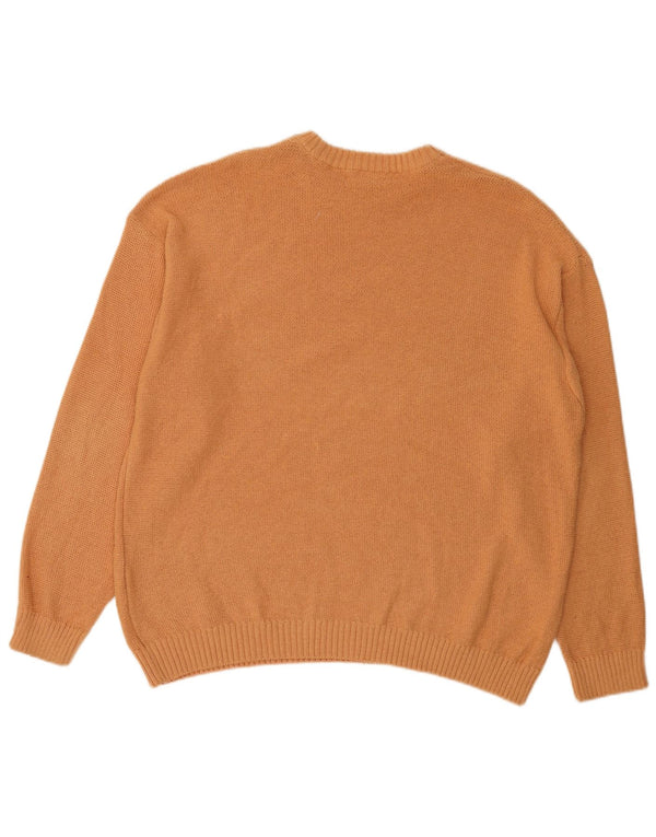 Zara Mens Crew Neck Jumper Sweater Large Orange Cotton