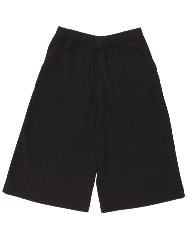 Marks & Spencer Womens Wide Leg Capri Trousers UK 12 Medium W30 L18 Black
