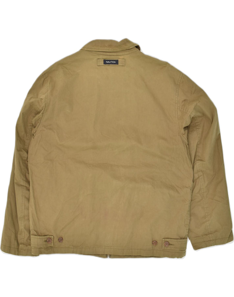 NAUTICA Mens Bomber Jacket UK 40 Large Khaki Cotton | Vintage Nautica | Thrift | Second-Hand Nautica | Used Clothing | Messina Hembry 