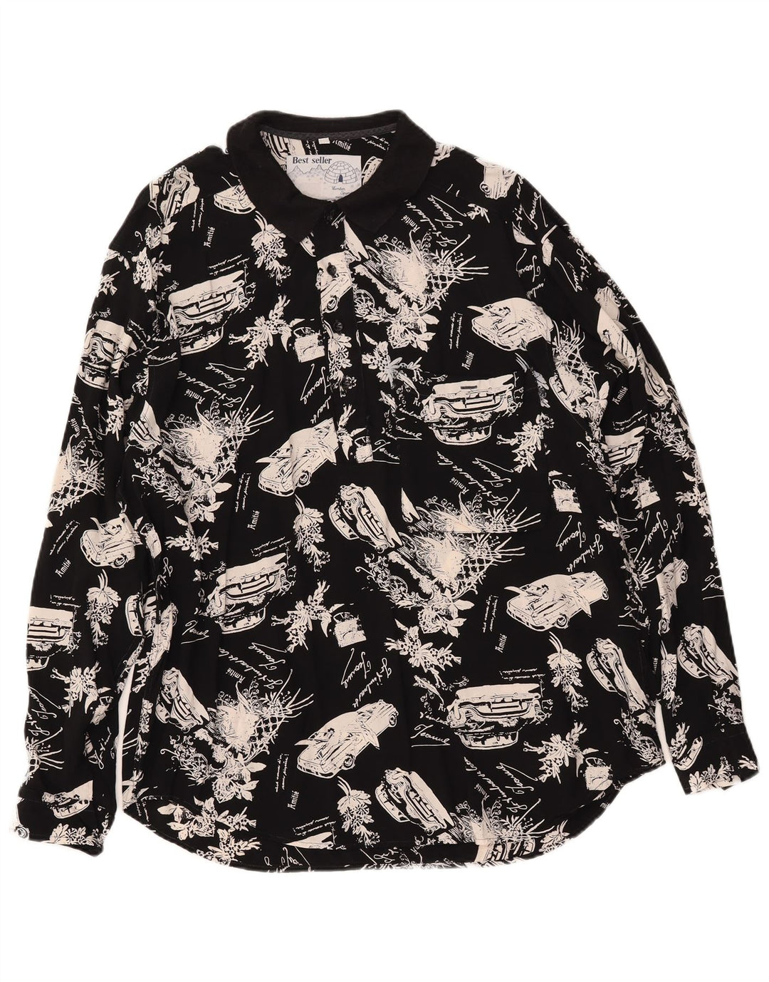 VINTAGE Mens Graphic Pullover Shirt Medium Black