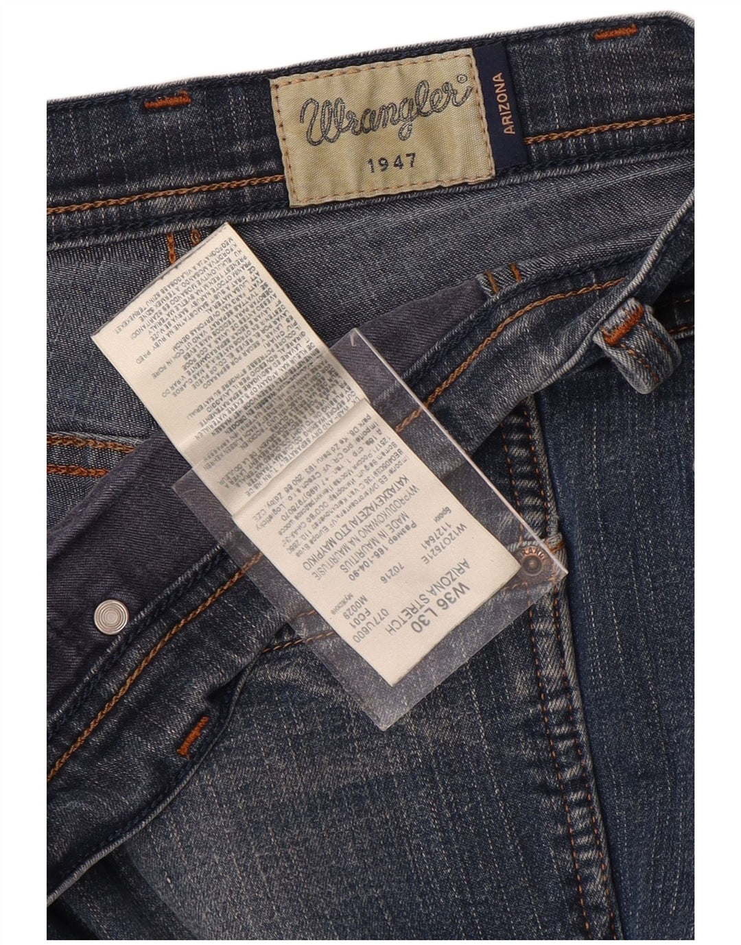 WRANGLER Mens Arizona Stretch Straight Jeans W36 L30 Blue Cotton