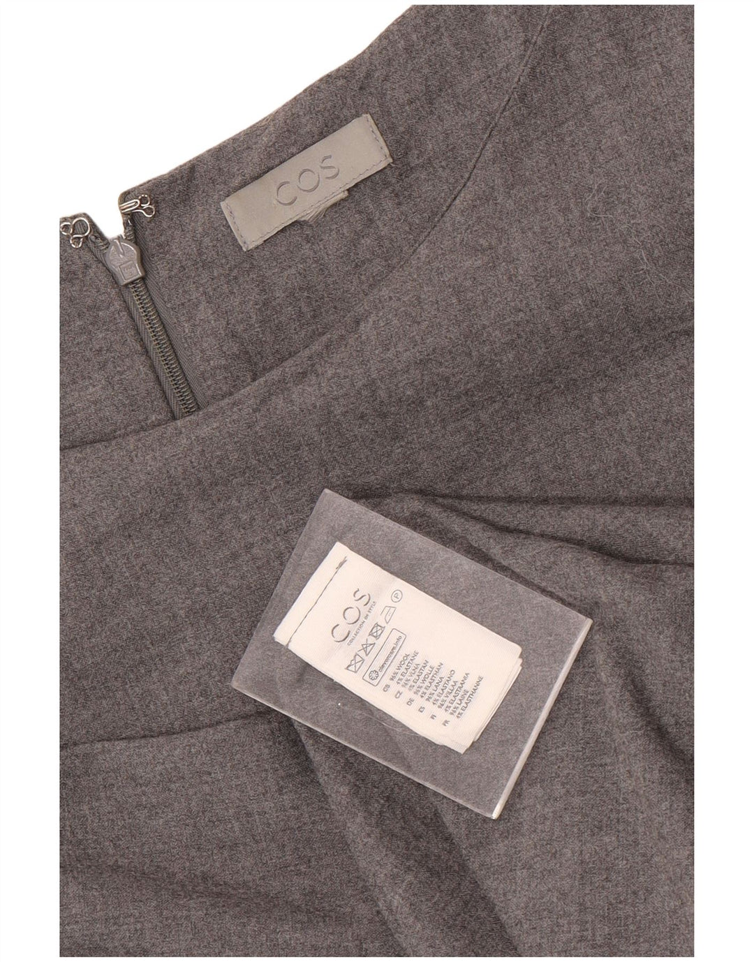 Cos Womens 3/4 Sleeve A-Line Dress UK 12 Medium Grey Wool