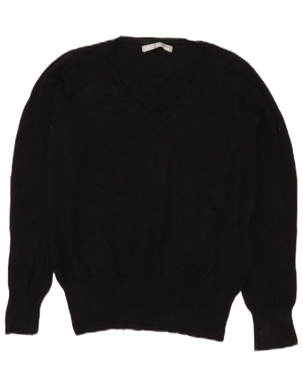 Marks & Spencer Womens Crop V-Neck Jumper Sweater UK 12 Medium Black