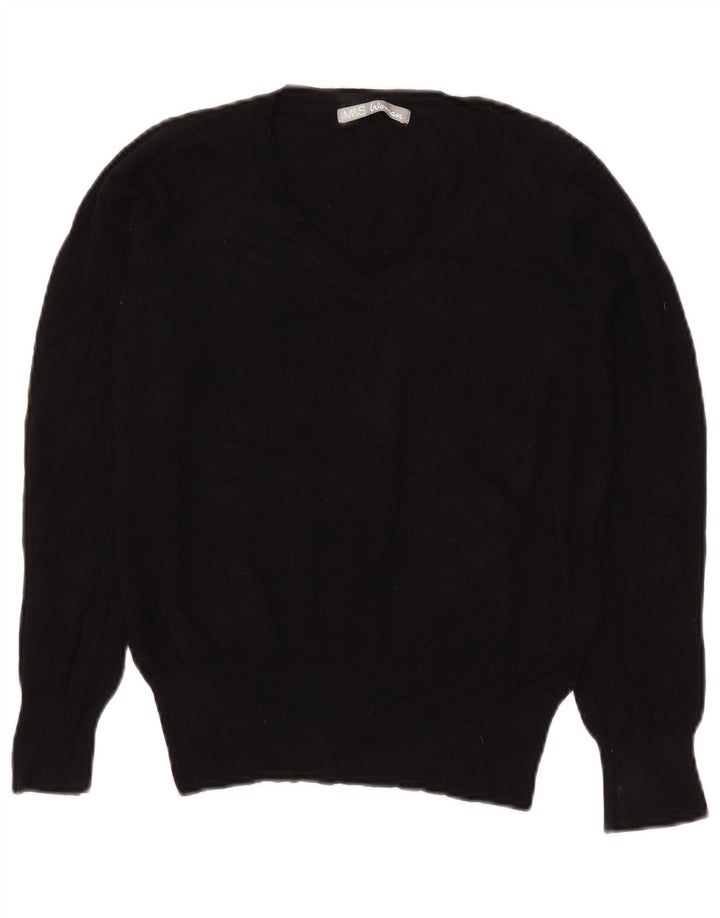Marks & Spencer Womens Crop V-Neck Jumper Sweater UK 12 Medium Black