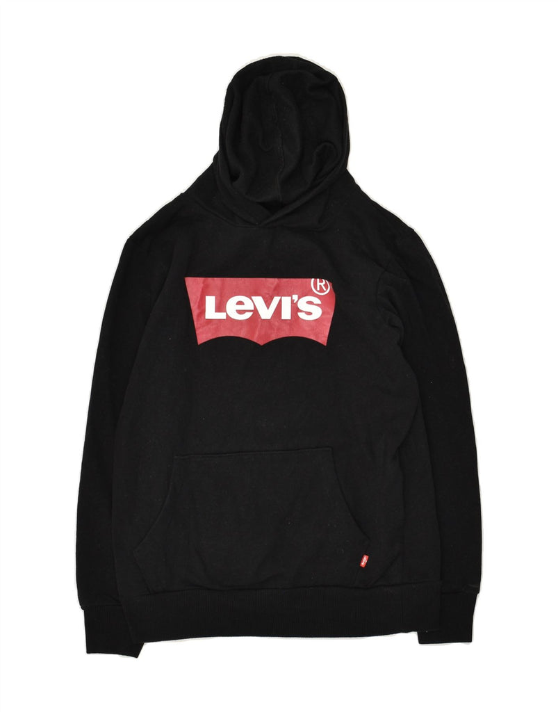 LEVI'S Boys Graphic Hoodie Jumper 15-16 Years Black Cotton | Vintage Levi's | Thrift | Second-Hand Levi's | Used Clothing | Messina Hembry 