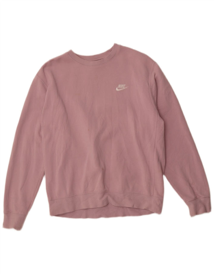 Nike Womens Sweatshirt Jumper UK 14 Medium Pink Cotton