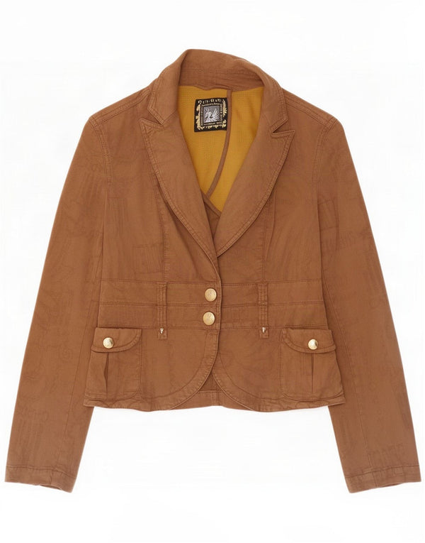 Cappopera Womens 2 Button Blazer Jacket IT 42 Medium Brown Cotton