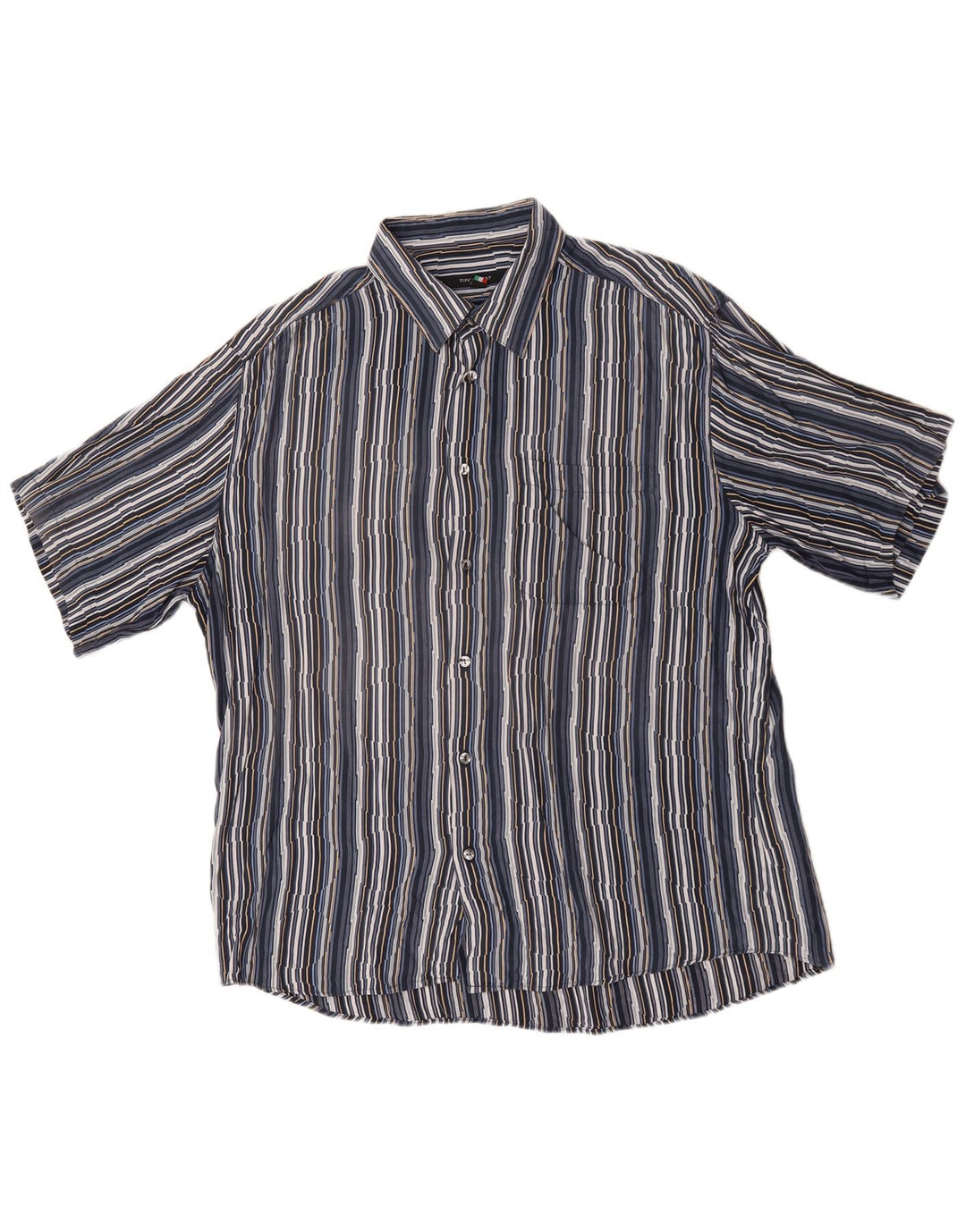 Tipo' S Mens Short Sleeve Shirt 2XL Navy Blue Pinstripe