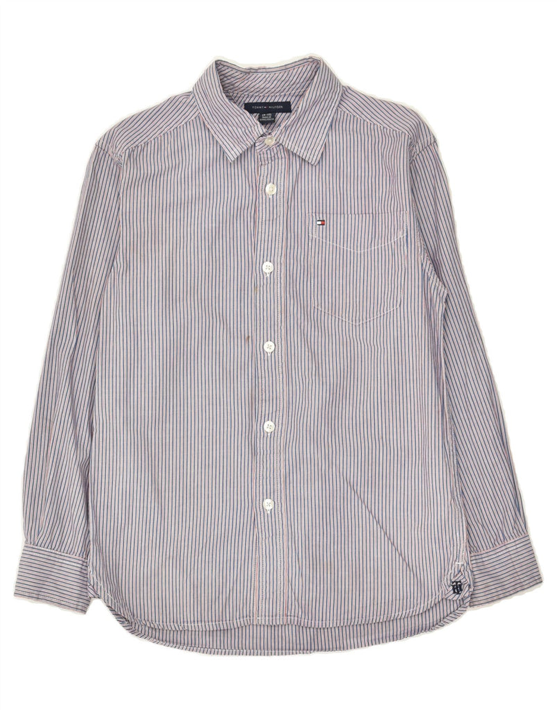 TOMMY HILFIGER Boys Shirt 8-9 Years Medium  Blue Striped Cotton | Vintage Tommy Hilfiger | Thrift | Second-Hand Tommy Hilfiger | Used Clothing | Messina Hembry 