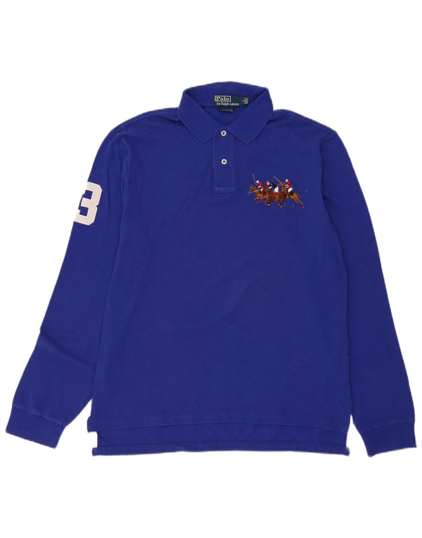 Polo Ralph Lauren Mens Long Sleeve Custom Fit Shirt Large Blue Cotton