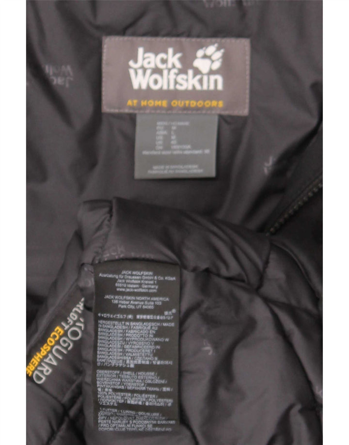 Jack Wolfskin Mens Hooded Padded Jacket UK 40 Large Black Polyester