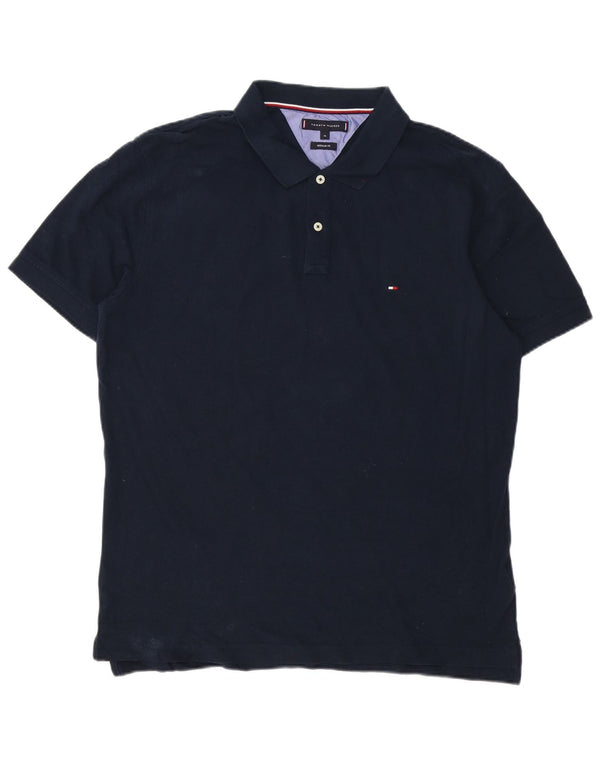 Tommy Hilfiger Mens Graphic Regular Fit Polo Shirt XL Navy Blue Cotton