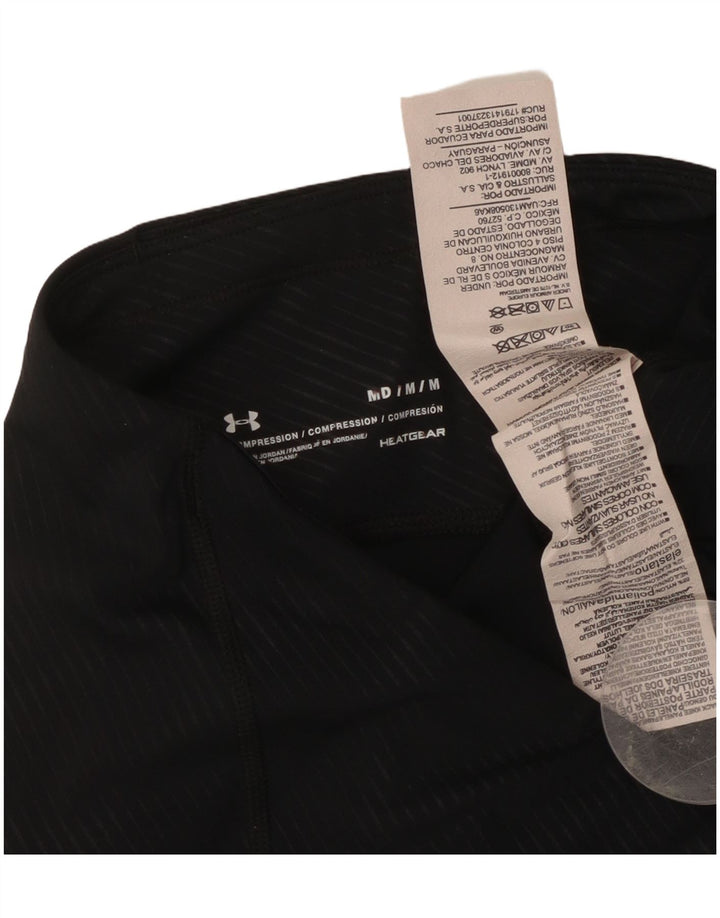 Under Armour Womens Leggings UK 14 Medium Black Striped Nylon