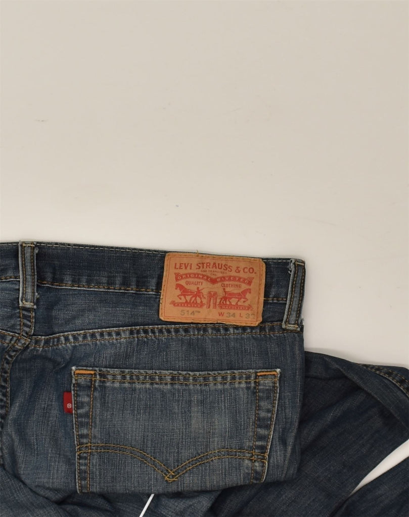 LEVI'S Mens 514 Straight Jeans W34 L32 Navy Blue Cotton | Vintage Levi's | Thrift | Second-Hand Levi's | Used Clothing | Messina Hembry 