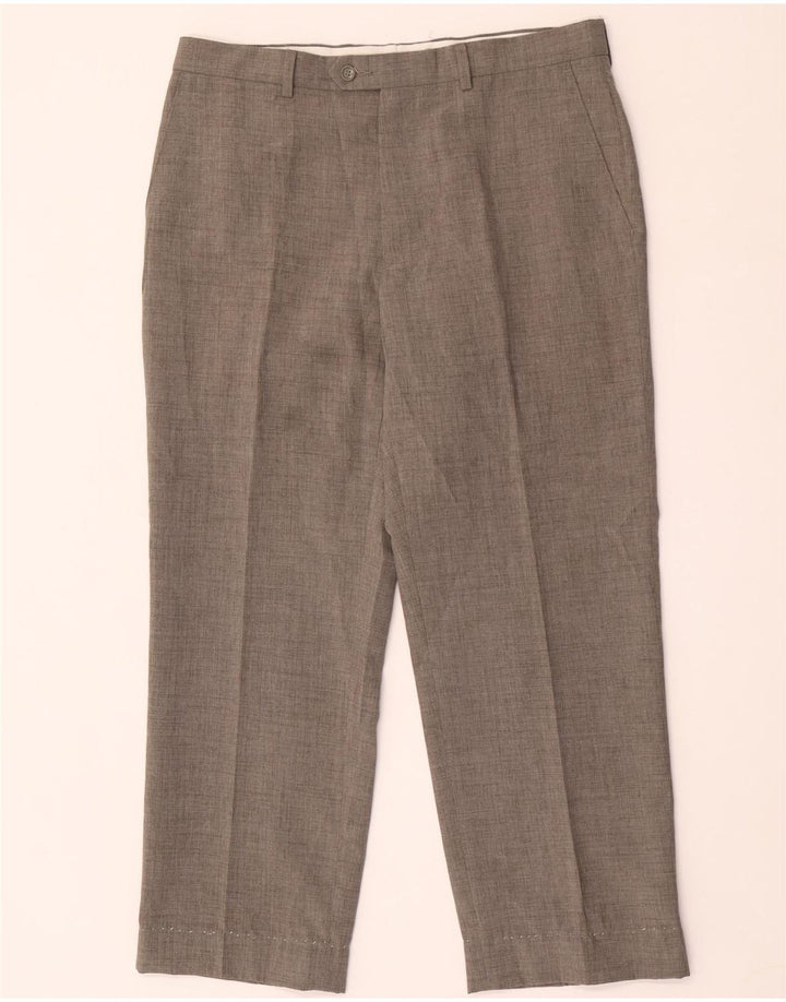 Marks & Spencer Mens Straight Suit Trousers W34 L27 Grey Polyester