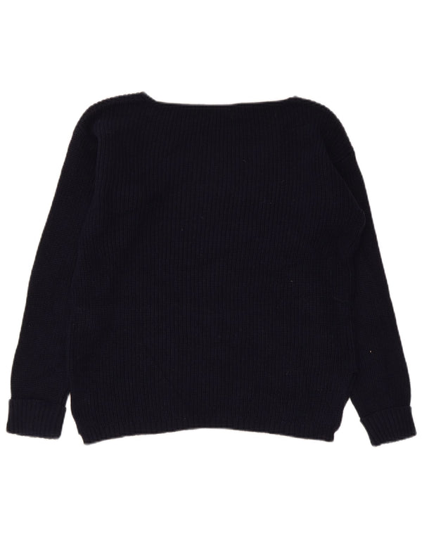 Marks & Spencer Womens Boat Neck Jumper Sweater UK 10 Small Navy Blue