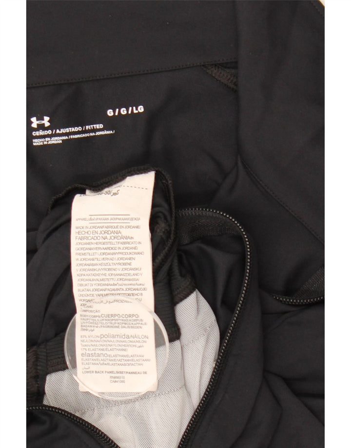 UNDER ARMOUR Womens Crop Tracksuit Top Jacket UK 14 Large Black Nylon