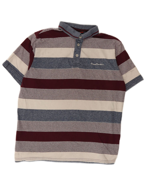 Pierre Cardin Mens Polo Shirt Medium Multicoloured Striped Cotton