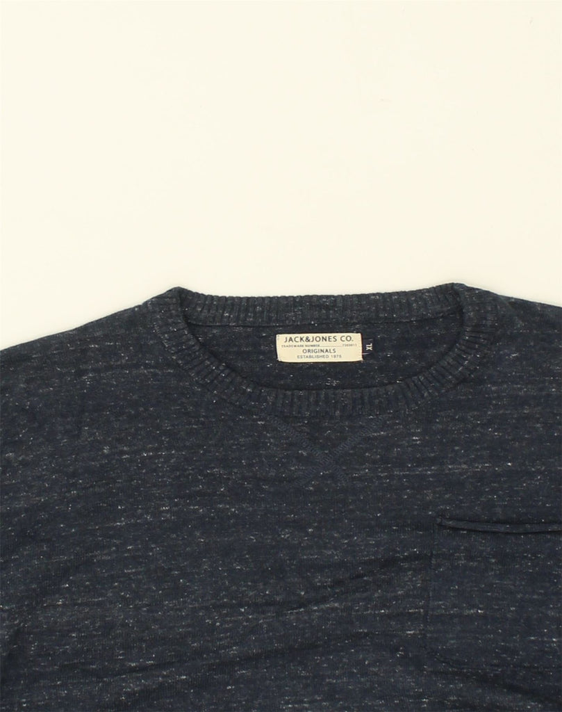 JACK & JONES Mens Crew Neck Jumper Sweater XL Blue Flecked Cotton | Vintage Jack & Jones | Thrift | Second-Hand Jack & Jones | Used Clothing | Messina Hembry 