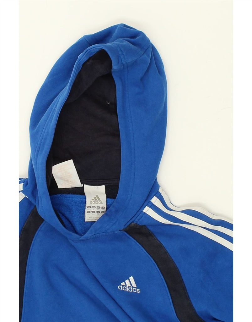 ADIDAS Boys Hoodie Jumper 11-12 Years Blue Colourblock Cotton | Vintage Adidas | Thrift | Second-Hand Adidas | Used Clothing | Messina Hembry 