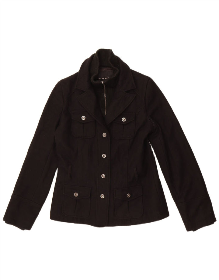 Zara Womens 4 Button Blazer Jacket UK 14 2Medium Black Polyester