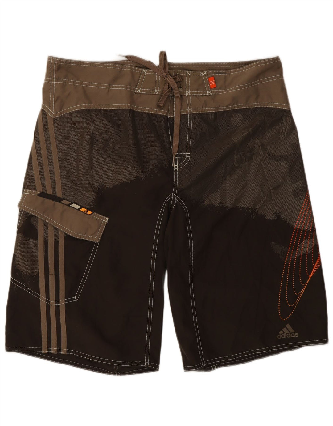 Adidas Mens Graphic Swimming Shorts Large Brown Colourblock Polyester