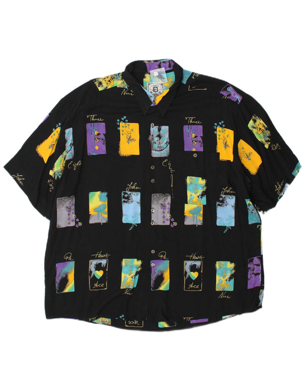 Goldress Mens Short Sleeve Shirt Size 43/44 XL Black Geometric