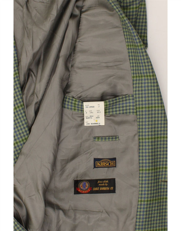 KIRSCH Mens 2 Button Blazer Jacket IT 54 2XL Green Houndstooth Wool Vintage Kirsch and Second-Hand Kirsch from Messina Hembry 