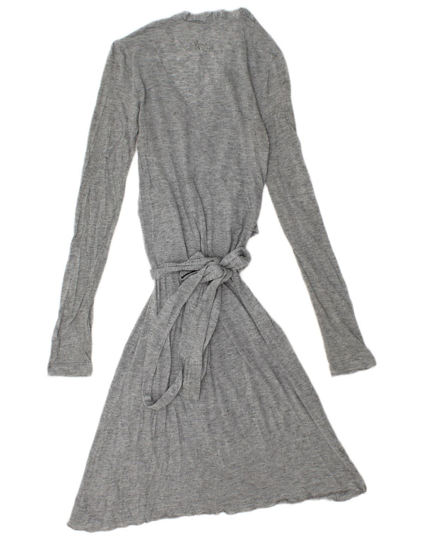 Liu Jo Womens Front Tie Long Sleeve A-Line Dress IT 40 Small Grey Flecked