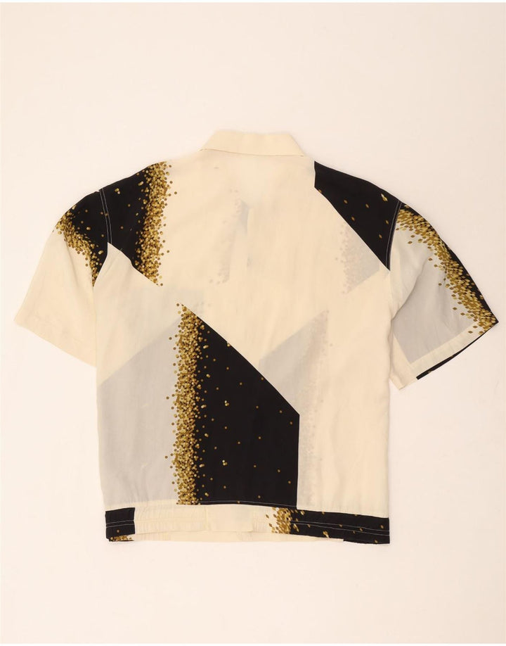 Vintage Mens Short Sleeve Shirt Large Off White Geometric