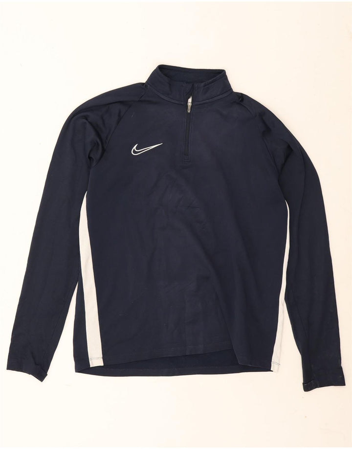 Nike Mens Dri Fit Pullover Tracksuit Top Medium Navy Blue Colourblock