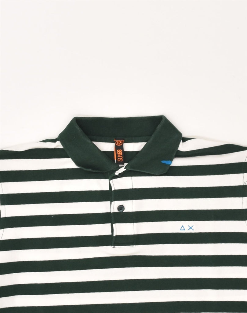 SUN68 Boys Polo Shirt 11-12 Years Green Striped Cotton | Vintage Sun68 | Thrift | Second-Hand Sun68 | Used Clothing | Messina Hembry 