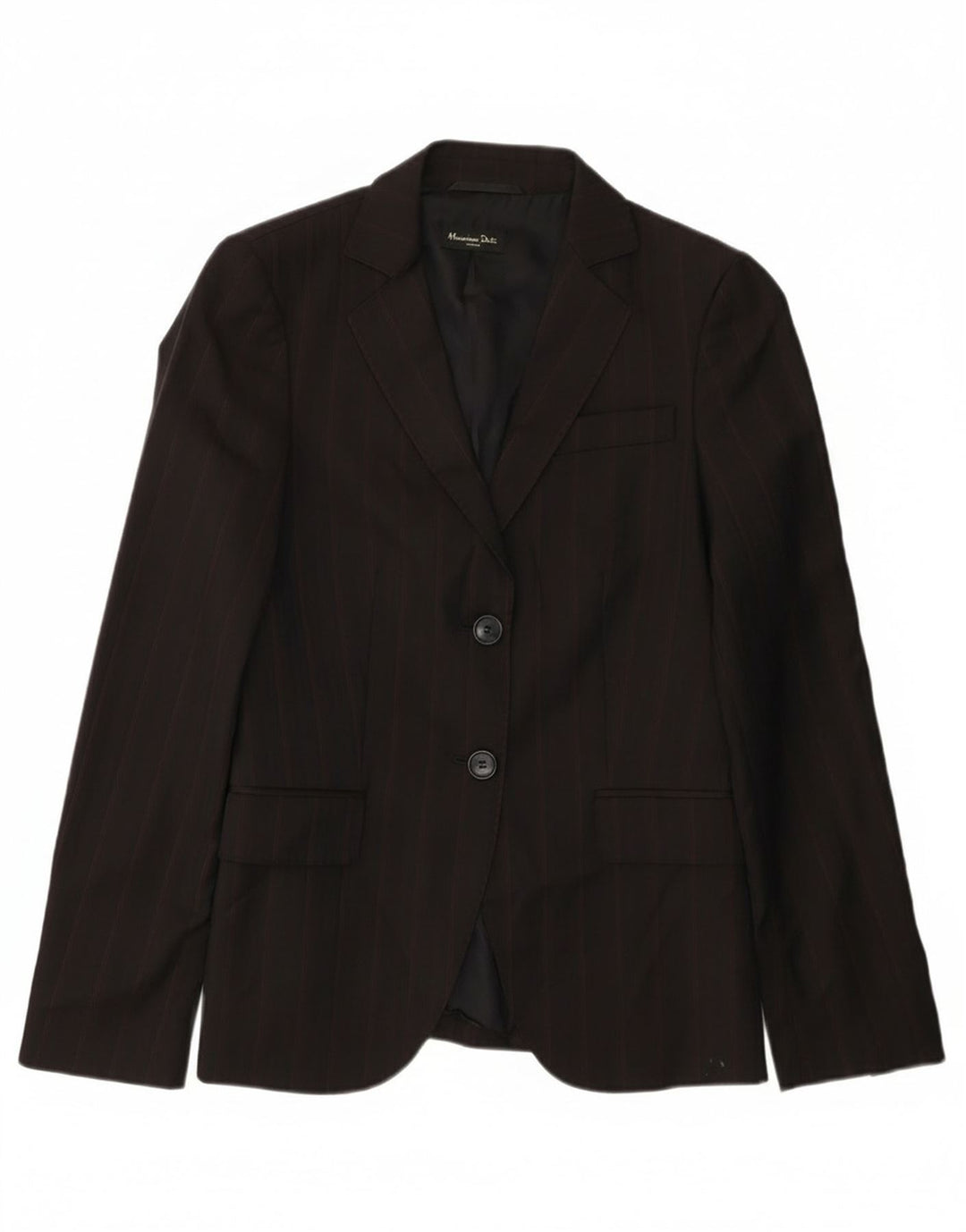 Massimo Dutti Womens 2 Button Blazer Jacket EU 36 XS Black Pinstripe Wool