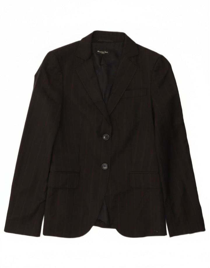 Massimo Dutti Womens 2 Button Blazer Jacket EU 36 XS Black Pinstripe Wool