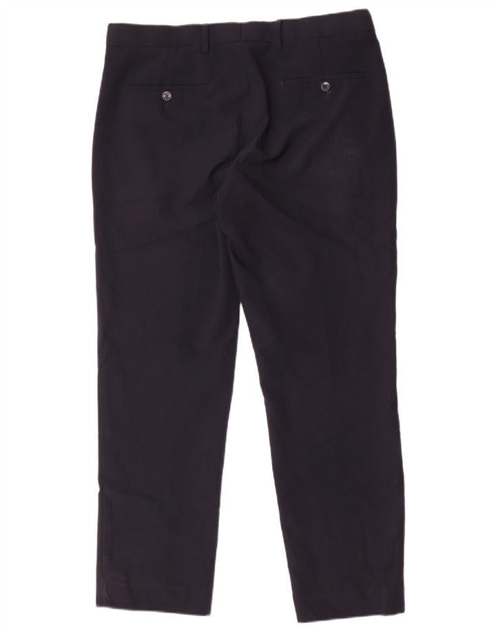 Marks & Spencer Mens Regular Chino Trousers W34 L29 Navy Blue Polyester