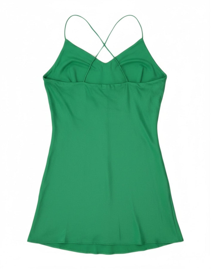 Zara Womens Halter Dress UK 10 Small Green Viscose
