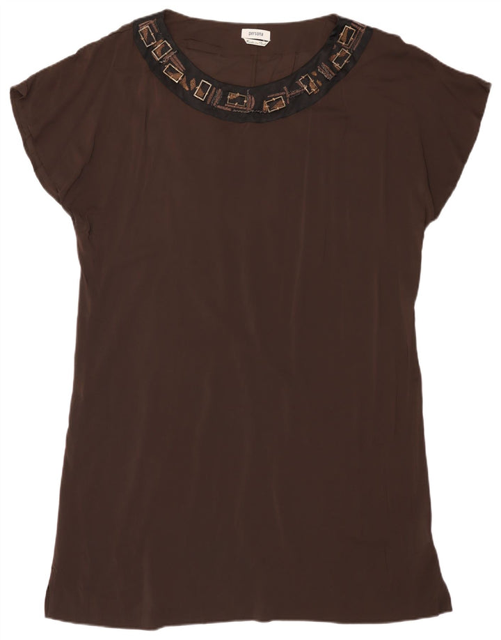Persona Womens Blouse Top Size 23 Medium Brown Viscose