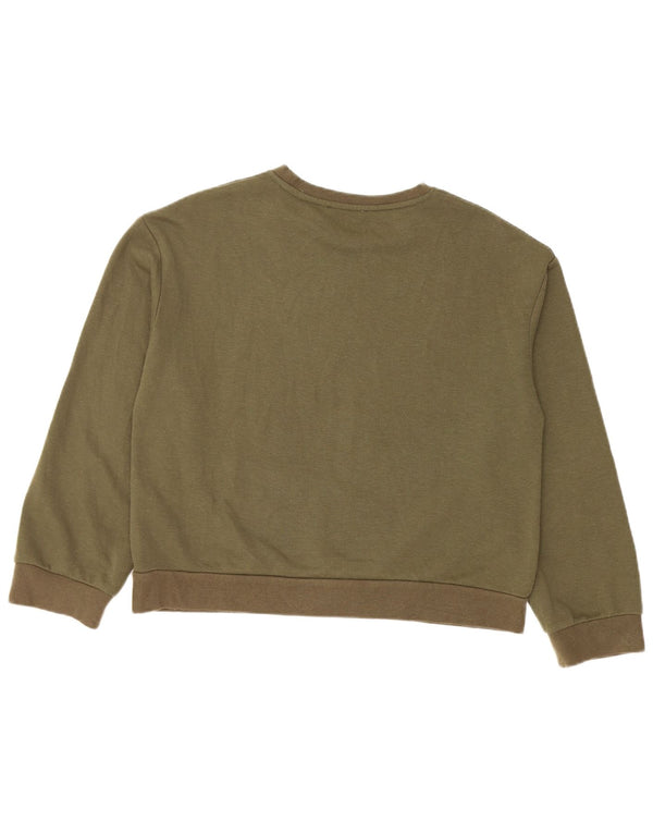 Zara Womens Oversized Sweatshirt Jumper UK 10 Small Khaki Cotton