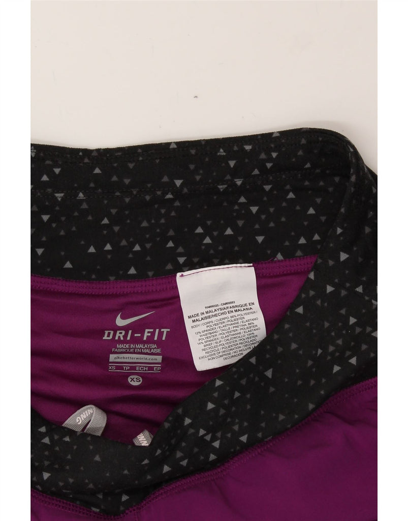 NIKE Womens Dri Fit Sport Shorts UK 6 XS  Purple Colourblock Spandex Vintage Nike and Second-Hand Nike from Messina Hembry 