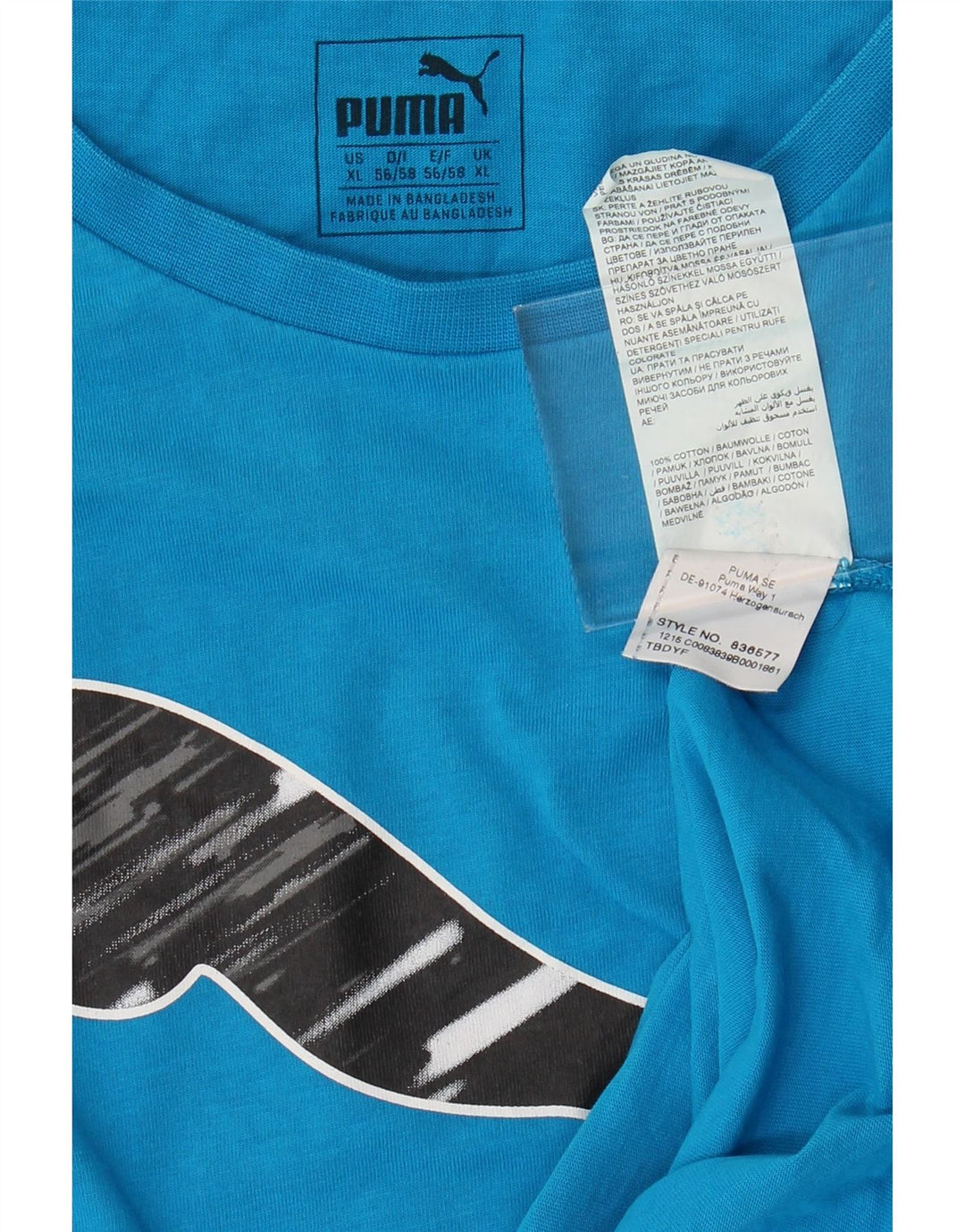 PUMA Mens Graphic T-Shirt Top XL Blue Cotton Vintage Puma and Second-Hand Puma from Messina Hembry 